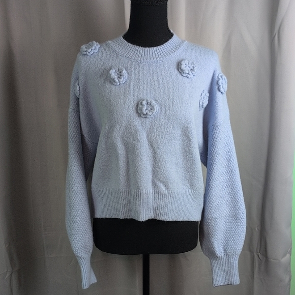 Jessica Simpson Blue Crop Crew Neck Sweater with Classic Style. Medium. EC. - Picture 1 of 7